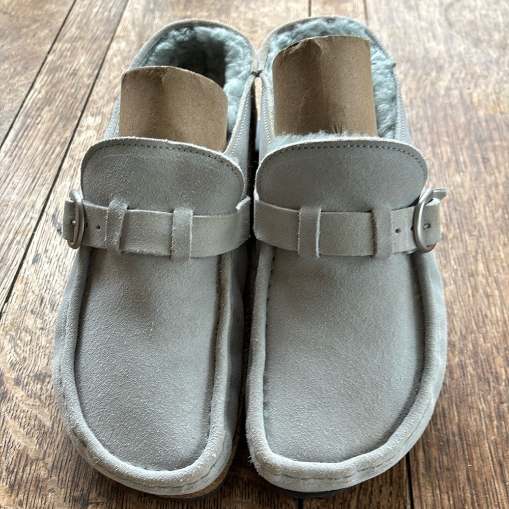 Birkenstock Buckley shearling suede 40 Dusty Teal